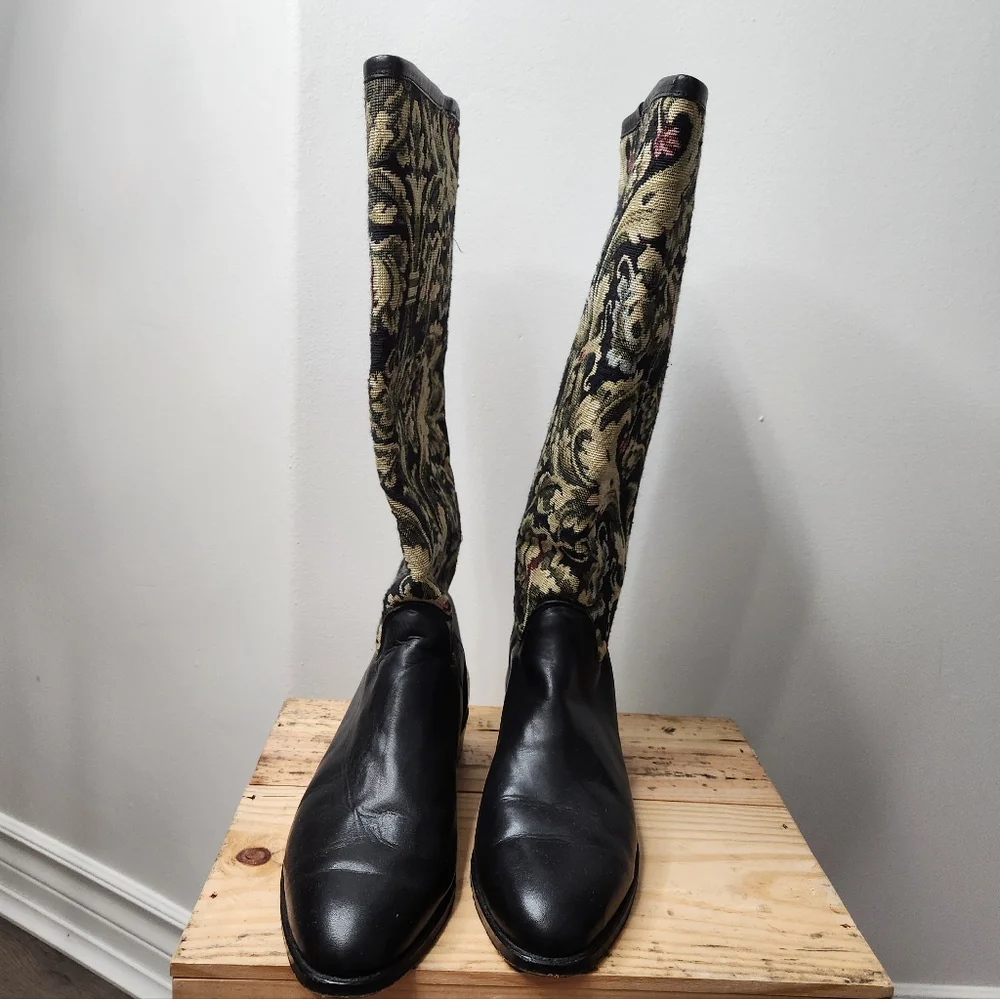 Seychelles Vintage "Pinta" Tapestry Mid Calf Pull On Riding Boot Size 8.5 - Picture 3 of 13